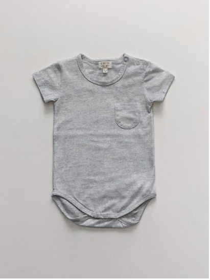 The Short Sleeve Pocket Onesie | Grey Melange