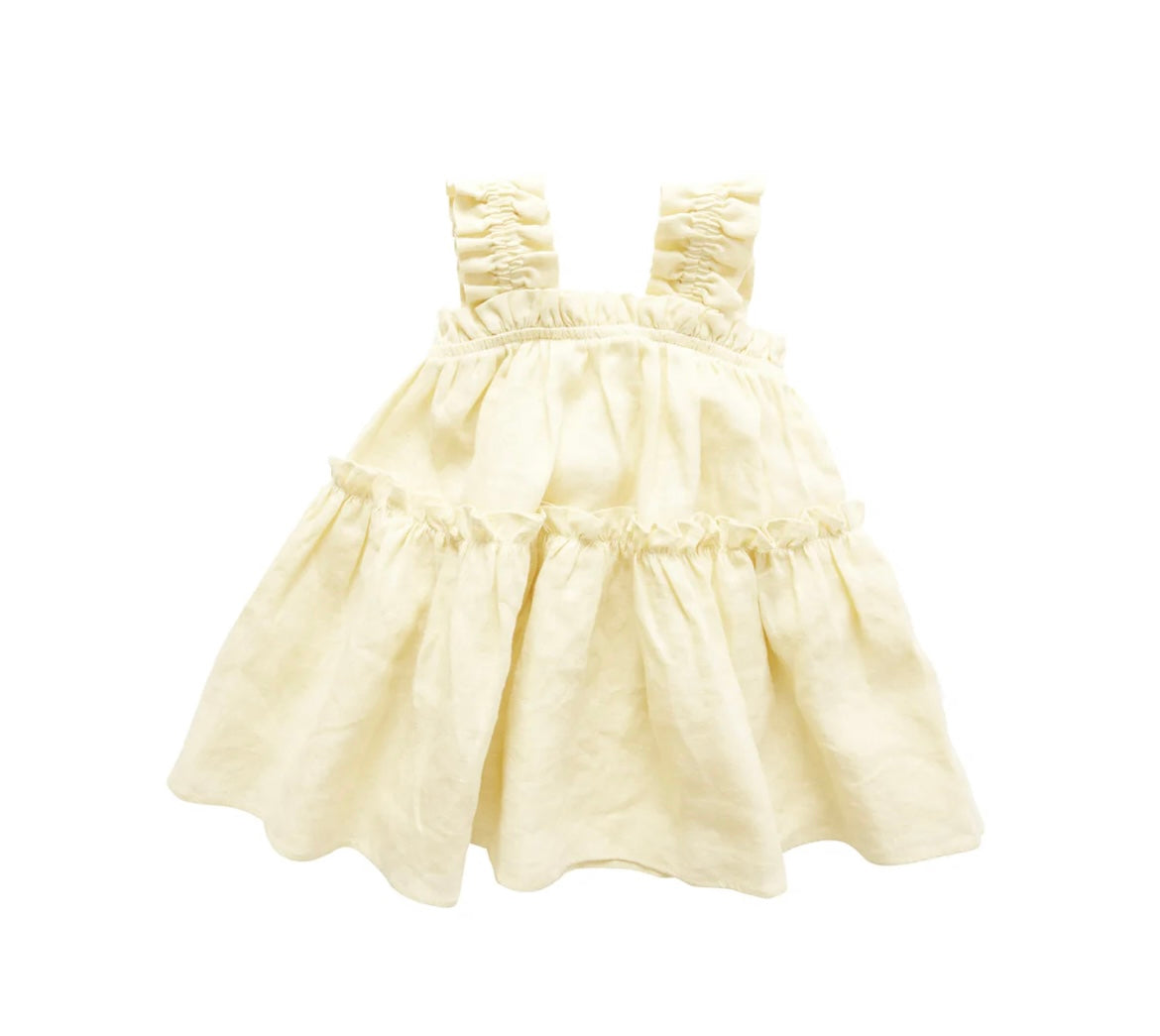 Linen Scrunch Dress | Lemon